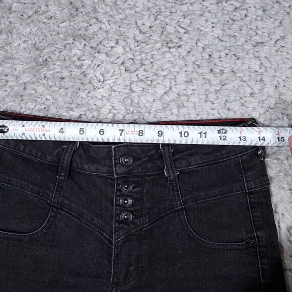 Hot Topic Lovesick Black Rolled Cuffed Jean Shorts Stretch Denim Size 5 - Picture 8 of 12